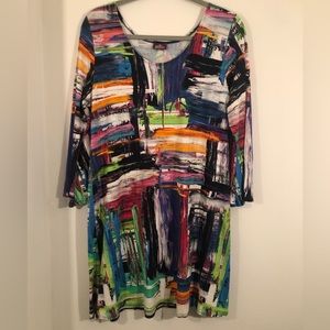 Salaam Multi colored Paint Stroke Midi Dress